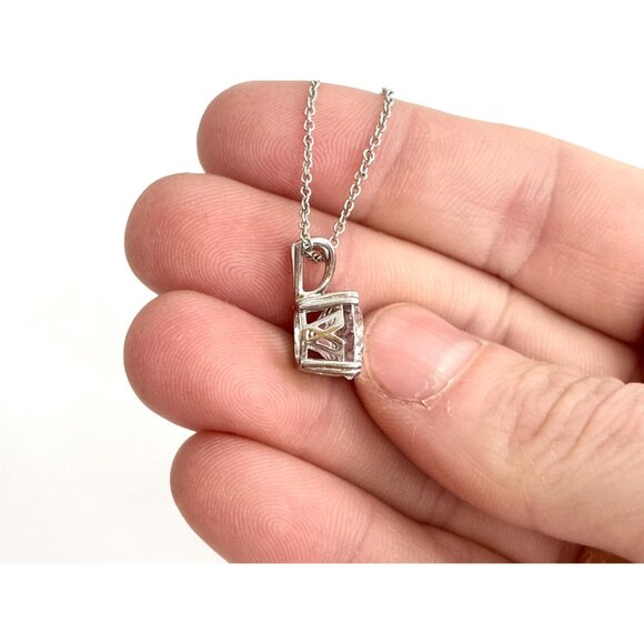 Minimalist Jumbo Cubic Zirconia Ornate Sterling Silver Vintage Pendant Necklace - Picture 8 of 16